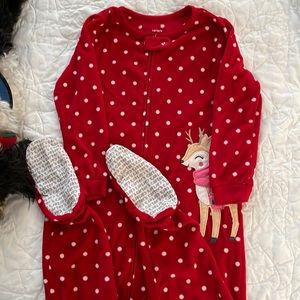 Holiday Fleece Footed Pajamas VGUC 4T